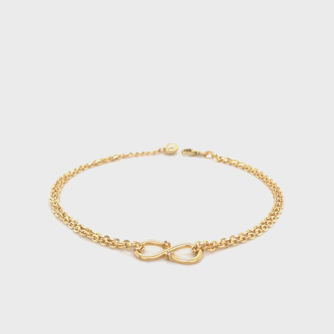 White Topaz & 18K Gold Infinity Charm Multi-Strap Bracelet