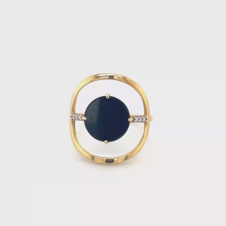 Vino 18K Yellow Gold Black Onyx and Diamond Statement Ring