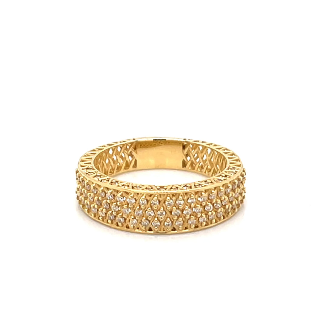 Infinity 18K Gold Eternity Band with Multi-Diamond Design