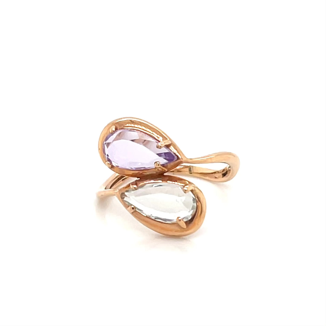 Riviera 18K Rose Gold Amethyst & Prasiolite Asymmetrical Ring