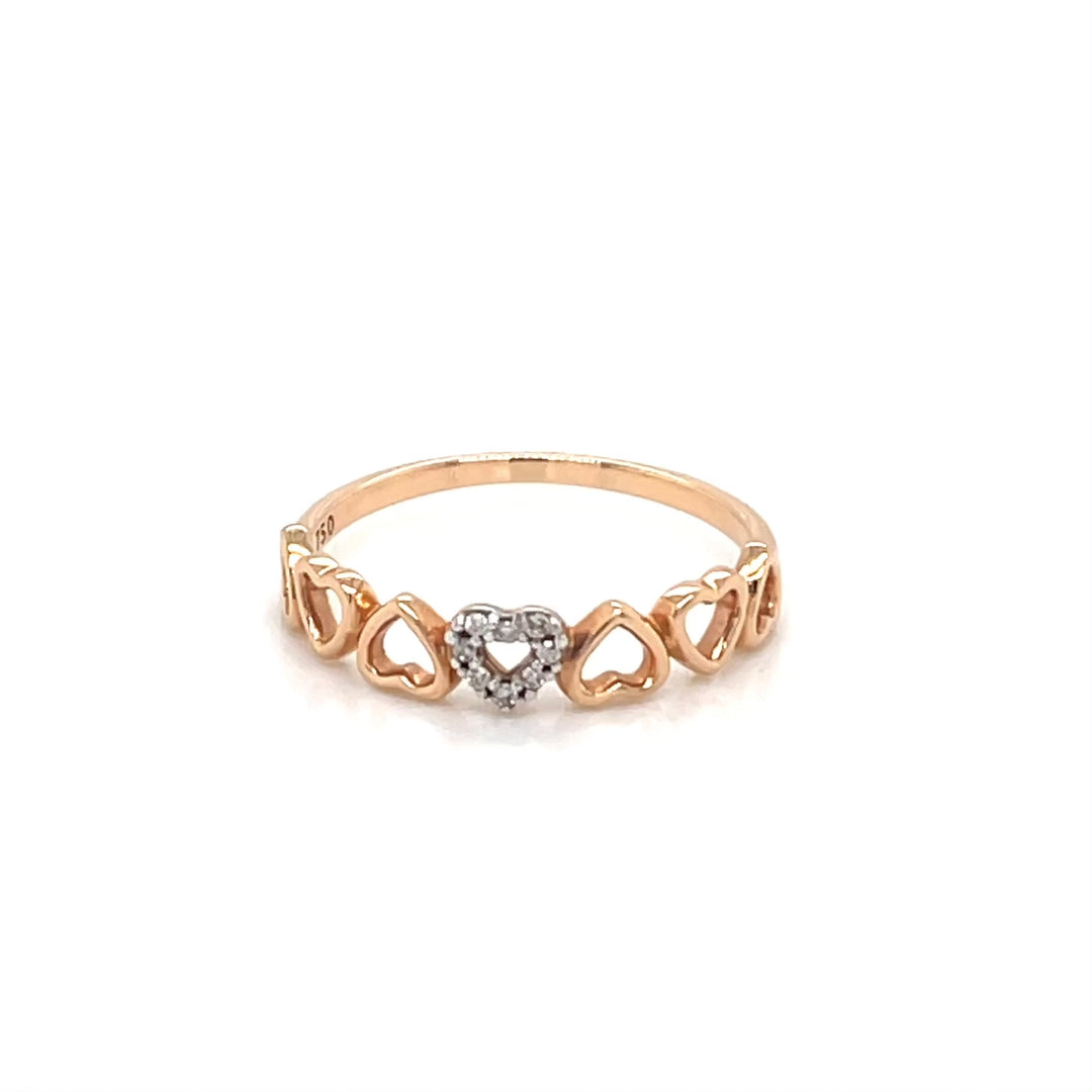 Amore 18K Rose Gold Heart Ring with Diamond Accent