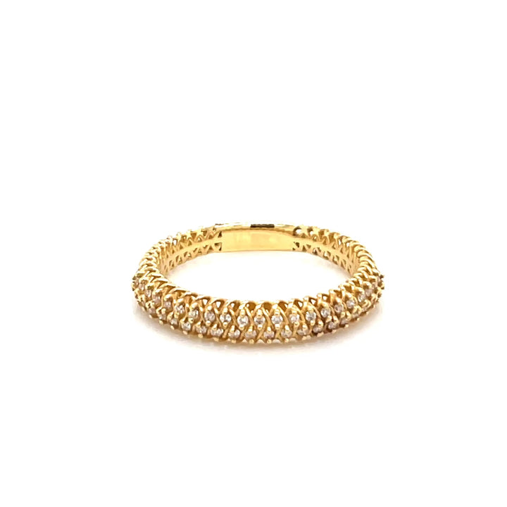 Infinity 18K Yellow Gold Diamond Pave Band Ring